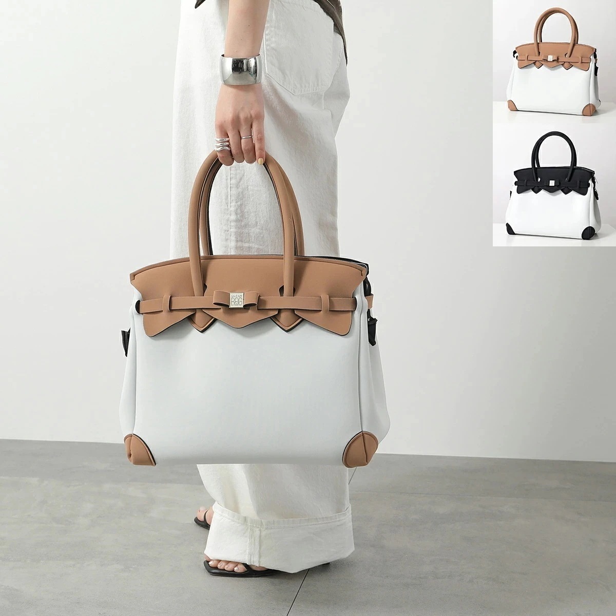 SAVE MY BAG セーブマイバッグ トートバッグ T-MISS PLUS CHEVAL T147N-LY-TU レディース 軽量 ツートン リボン ロゴ 鞄 カラー2色 【mega】