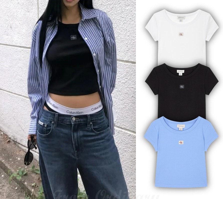 Woven Label Lip Baby Crop T-shirt (47C200G)