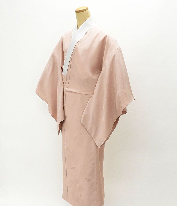 長襦袢 正絹 未着用超美品 麻の葉扇子地紋 身丈140.5cm 裄丈69cm 未使用 新古品 着物 i4001