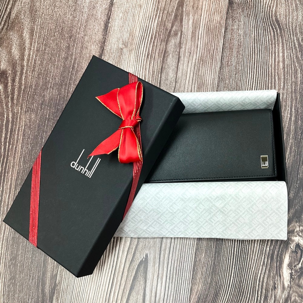 ラッピング済 ギフトセット ダンヒル 長財布 革 メンズ ブランド 財布 ブラック シンプル おしゃれ 男性 父 夫 誕生日 プレゼント 贈り物 実用的 プレゼント 手提げ紙袋付き