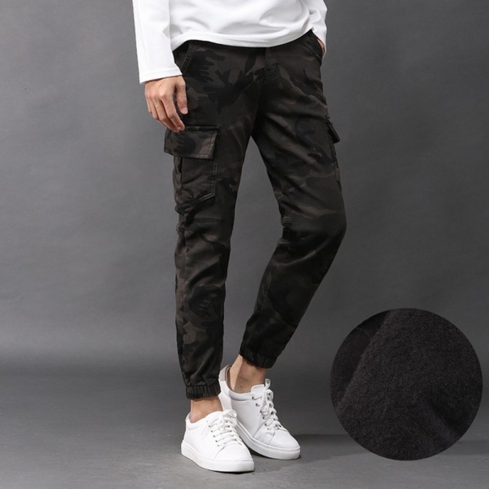 (Juans) メンズ起毛ボンディングハーフバンディングミリタリーカーゴジョガーパンツ FICP2483