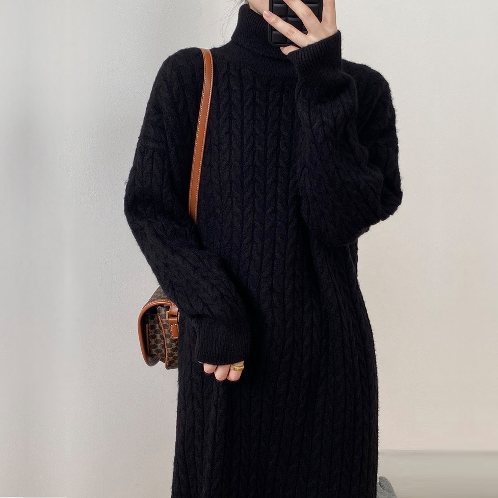 ワンピース ニットワンピース ケーブル編みワンピース ロングニットワンピース タートルニットワンピース ロングワンピース ハイネック タートルネック ニット ケーブル編み 長袖 ロング丈 レディース