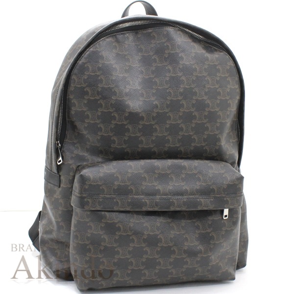 【新品同様】セリーヌ バックパック トリオンフ キャンバス A4 CELINE ブラック ブラウン 黒茶 リュックサック メンズ 188382BOV ファスナー 軽量 クール エレガント ファッション