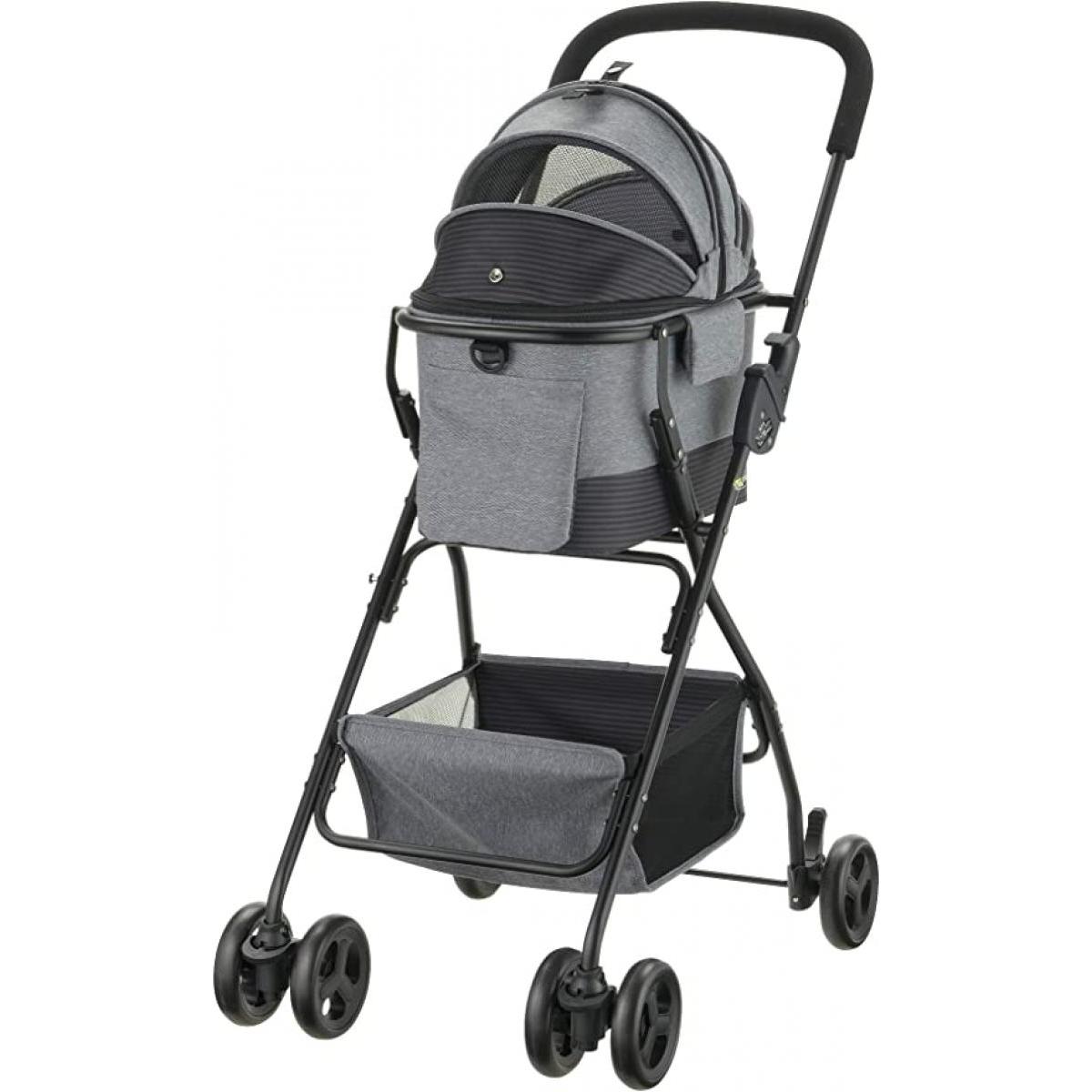 リッチェル Richell ペットカート ミニモ グレー ペット用カート 折りたたみ ドッグカート 小型犬用 猫用 旅行 散歩 キャリー ドライブケージ