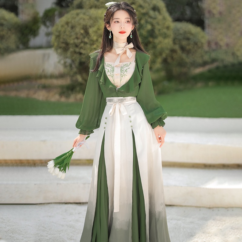 正規品デザインはこ青緑新韓国cos元素ストラップ上着ハーフスカートだけで痩せています