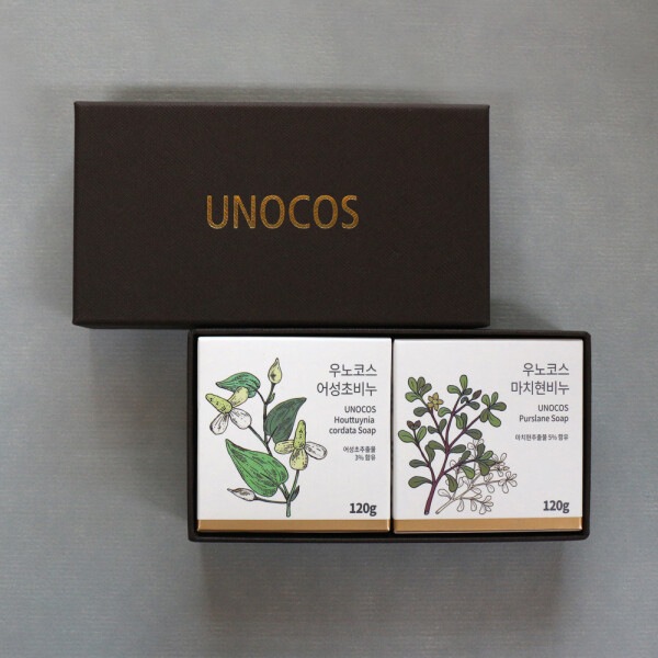 (ウノコース)漢方薬草石鹸 2入セットクレンジング 手作り全燃石鹸ギフトセット 240g 石鹸2口