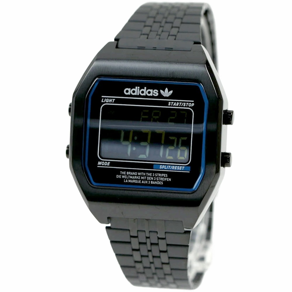 [訳ありアウトレット(裏蓋にキズ)] アディダス 腕時計 デジタル メンズ レディース ユニセックス ステンレススチール ブラック adidas DIGITAL TWO Unisex AOST2207