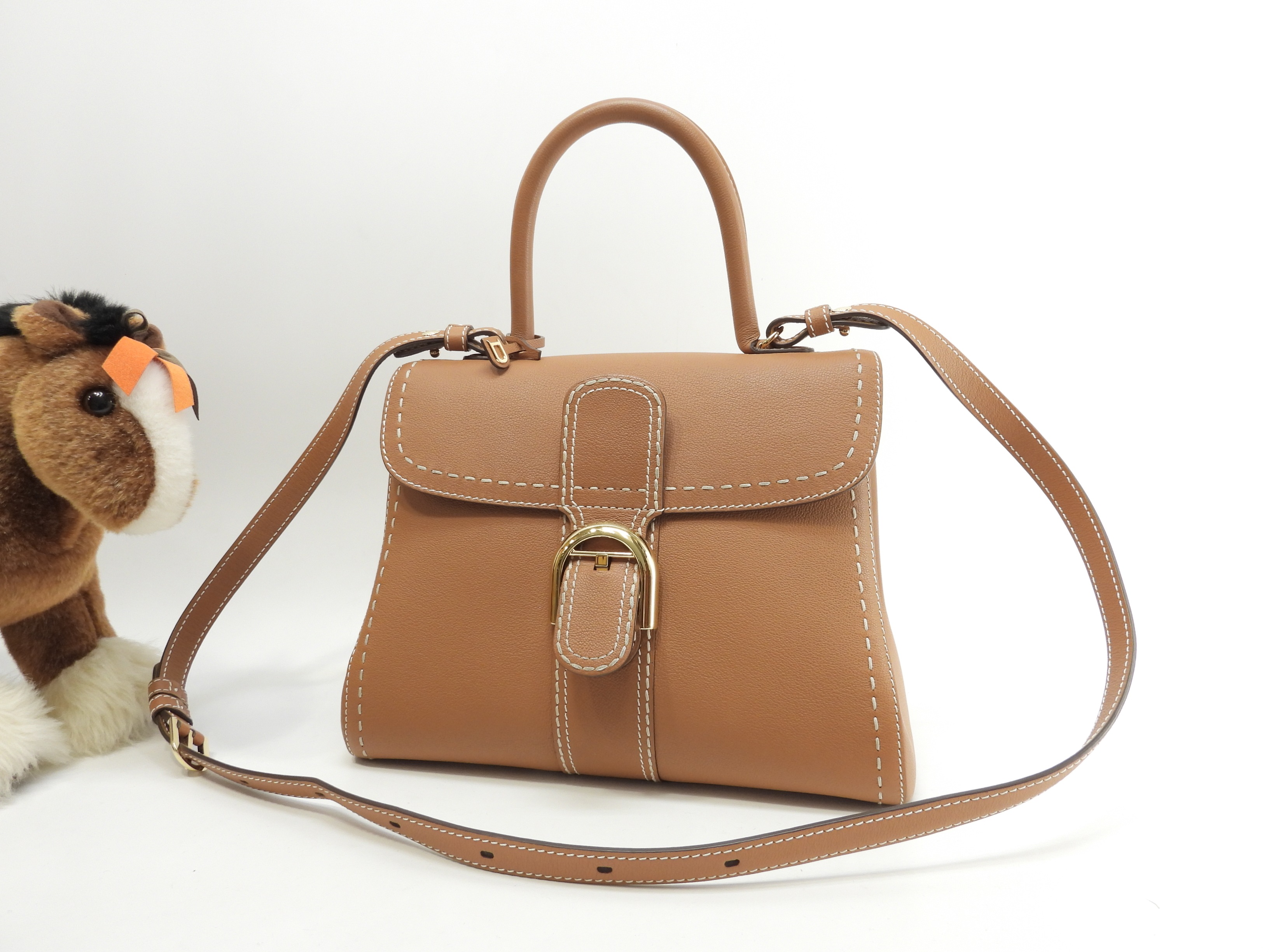 デルヴォー ブリヨンMMサーピケ 型押レザー 茶 ハンドバッグ ポシェット クロスボディバッグ 美品@ 94 249,000円