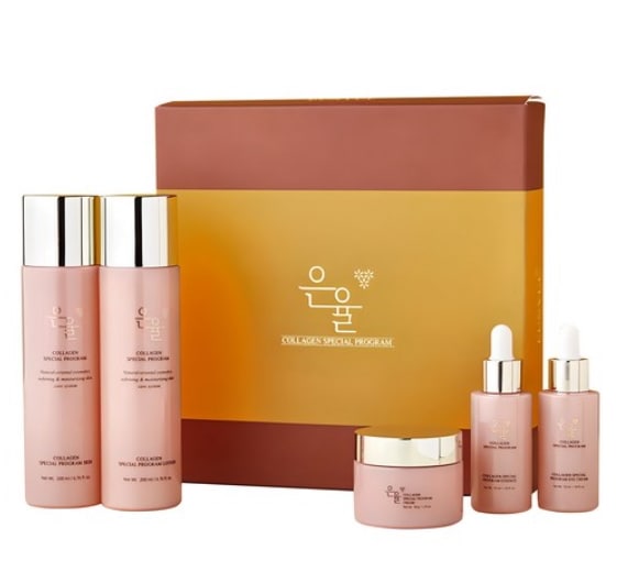 コラーゲン5種セット ショッピングバッグ付き 1セット スキン200ml ローション200ml クリーム50ml エッセンス50ml アイクリーム50ml 機能性認証 天然由来成分配合