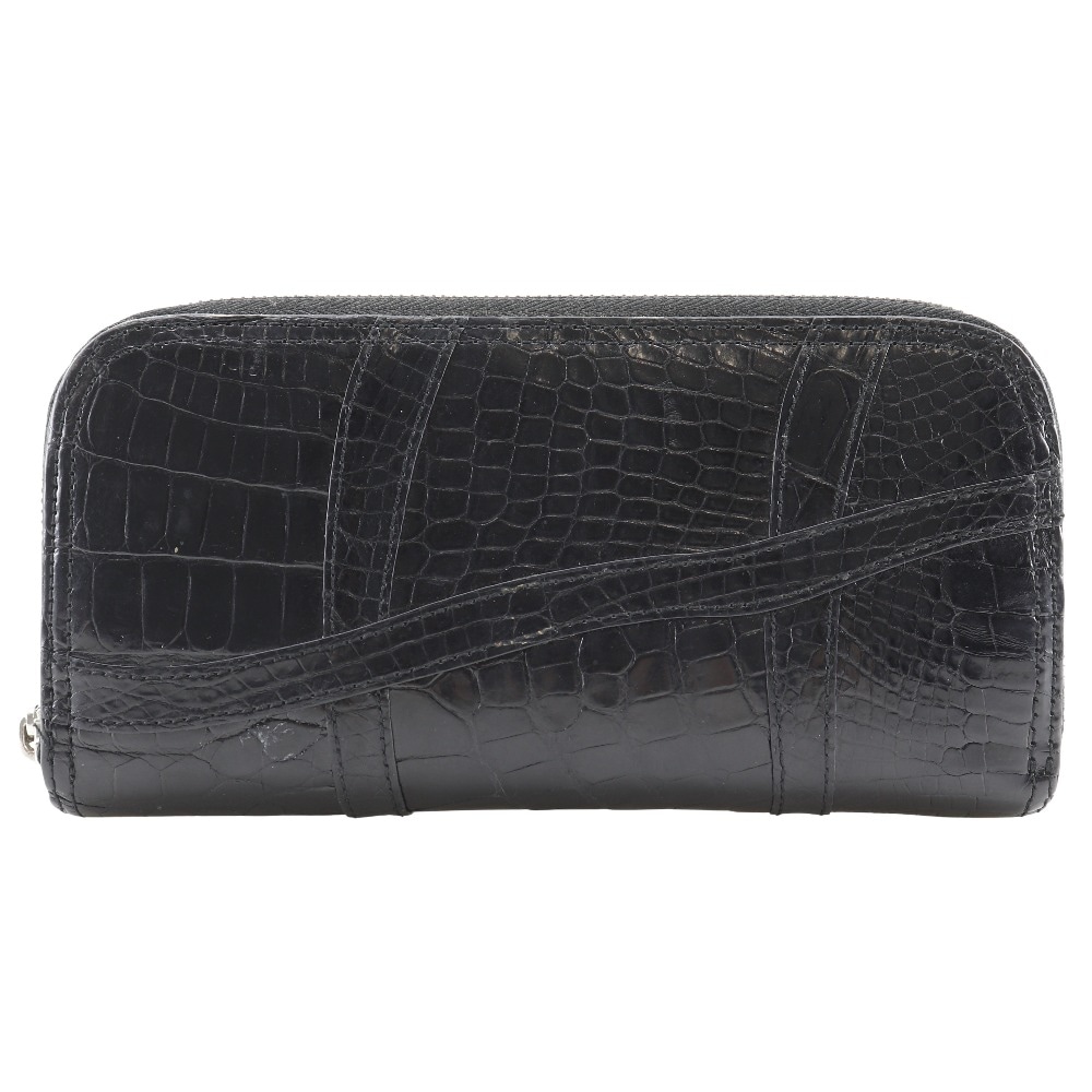長財布 クロコダイル 黒 メンズ 中古品