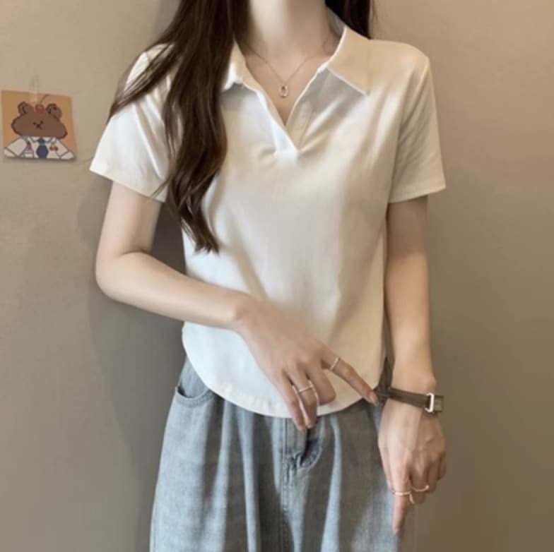 ポロシャツ トップス Tシャツ シャツ カットソー 白トップス 袖あり 半袖 かわいい 大人可愛い きれいめ シンプル カジュアル 大人 上品 おしゃれ お洒落 かっこいい レトロ 大人女子 こなれ感