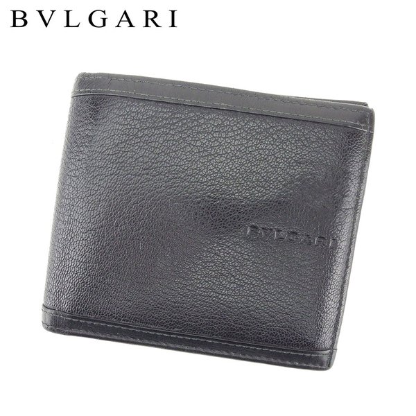 二つ折り 財布 クラシコ ブラック ロゴ 中古 T8650