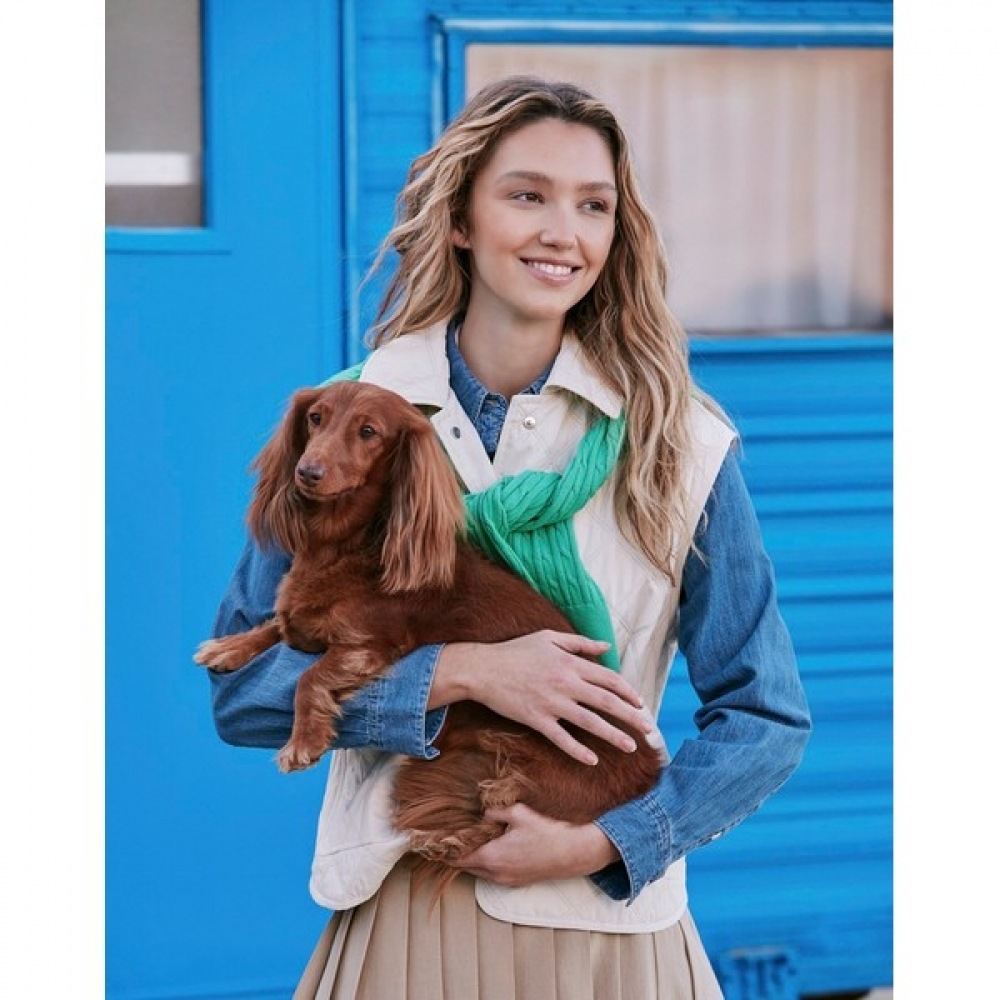 (ヘッジズレディース) 24SS ライトベージュベルト付きキルトベスト HSJU4A102I1