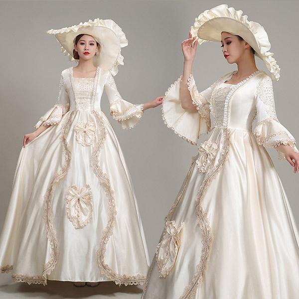 迅速な出荷 ロングドレス 貴族ドレス お姫様ドレス ドレス 中世ヨーロッパ ステージ 袖あり サーキュラーカフス ティアードスリーブ 衣装 貴婦人 上品