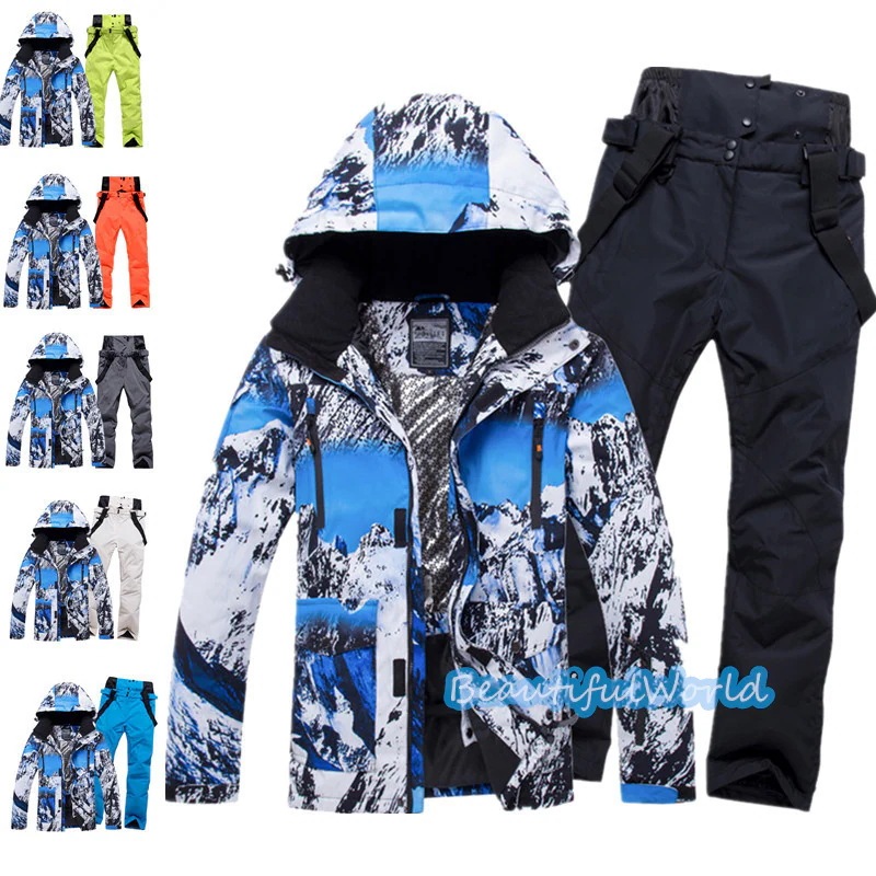 スノーボードウェア上下セットスキーウェアメンズレディースセットアップ男女兼用スノボウェアスノーボードジャケットパンツ撥水防風保温雪遊び暖かいH62