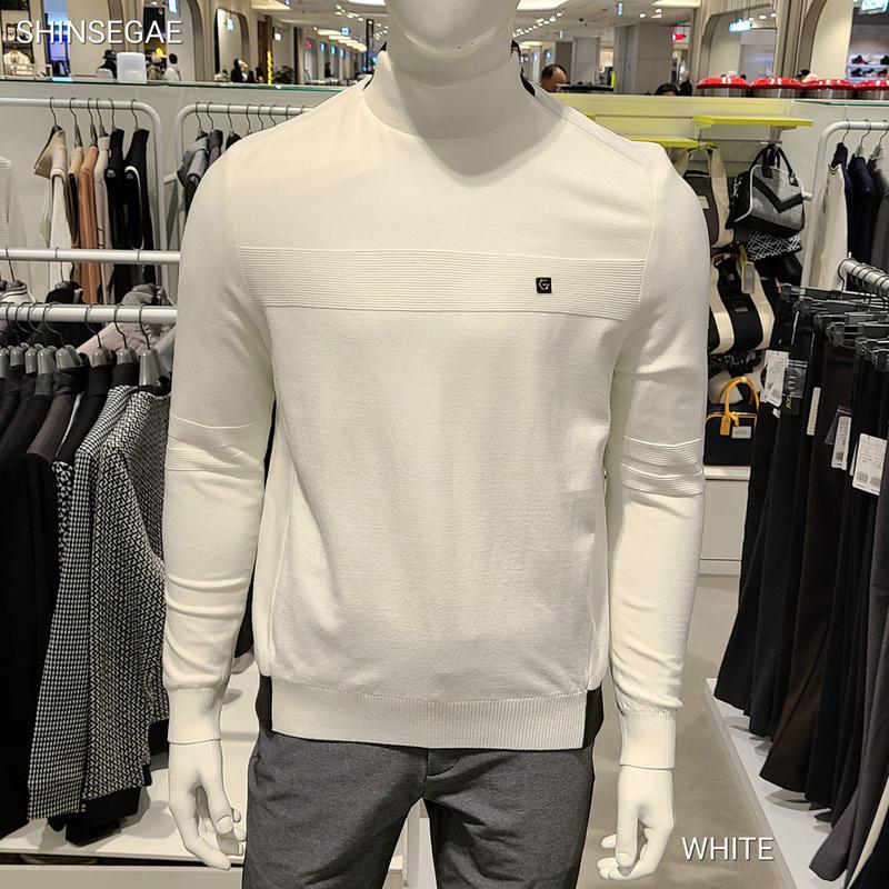 （6I73351 100）2022年メンズウィンターバックウーブンミックスラウンドネックスウェットシャツ（防風）