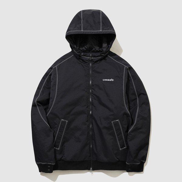 クリスピー タスラン フード パディング ボンバー ジャケット BLACK UQ323CPJ91 BLK0