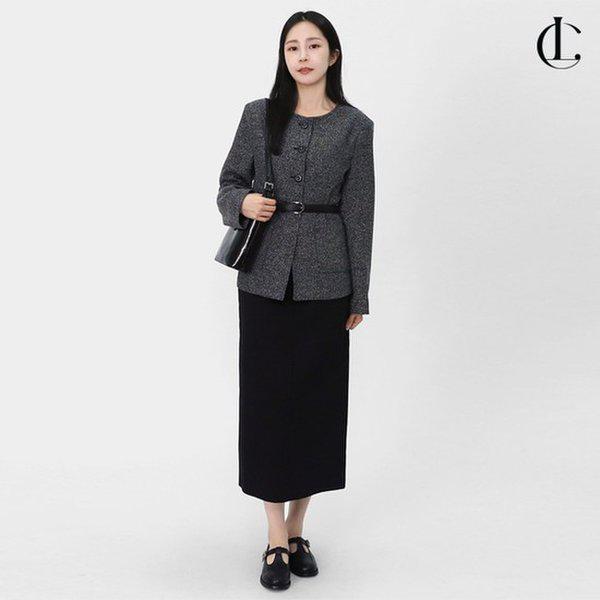 女性のゲストルック 会社員 ノーカラー ショルダーパッド ツイードジャケット LCC010