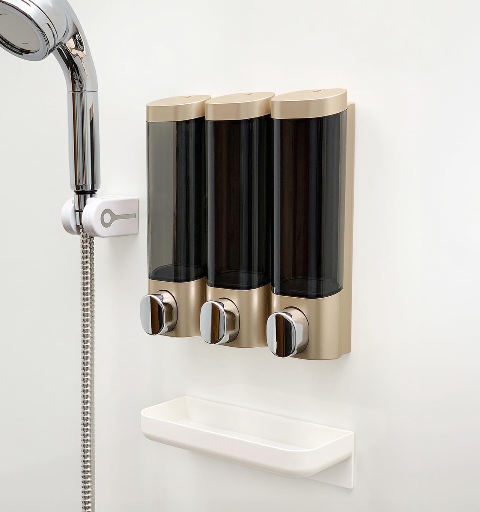 【全ての壁に対応・トレー付き】蘭香堂(RANKADO) シャンプーディスペンサー 壁掛け マグネット シャンプーボトル 風呂 ディスペンサー マグネット ソープディスペンサー 両面テープ 強力 粘着