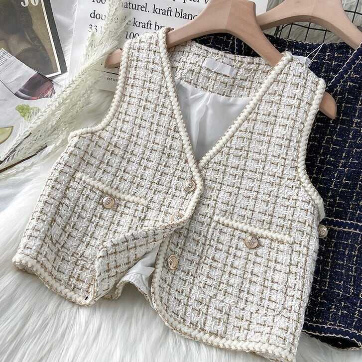 ベスト アウター 上着 ショート丈 ノーカラー 無地 チェック柄 前開き メタリック クラシカル パイピング シングルブレスト 可愛い かわいい きれいめ 大人 上品 エレガント 抜け感 lout03