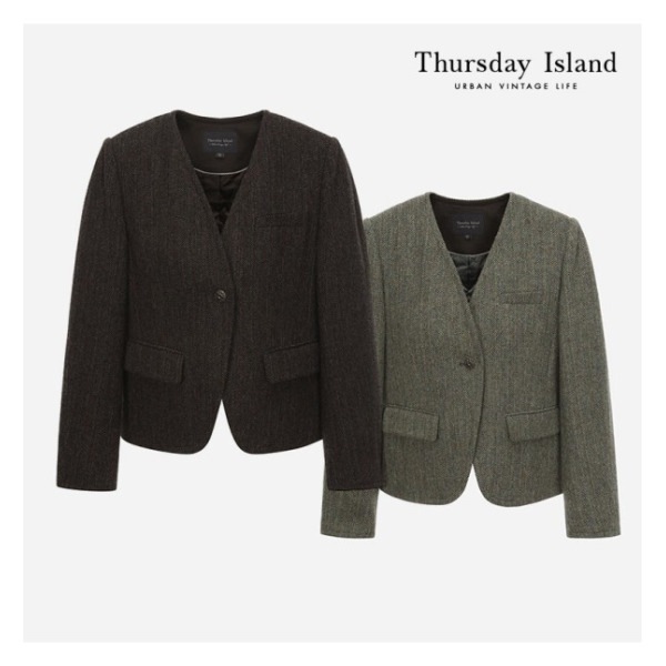 Thursday Island ノーカラー シングル ジャケット(T226MJK139W)