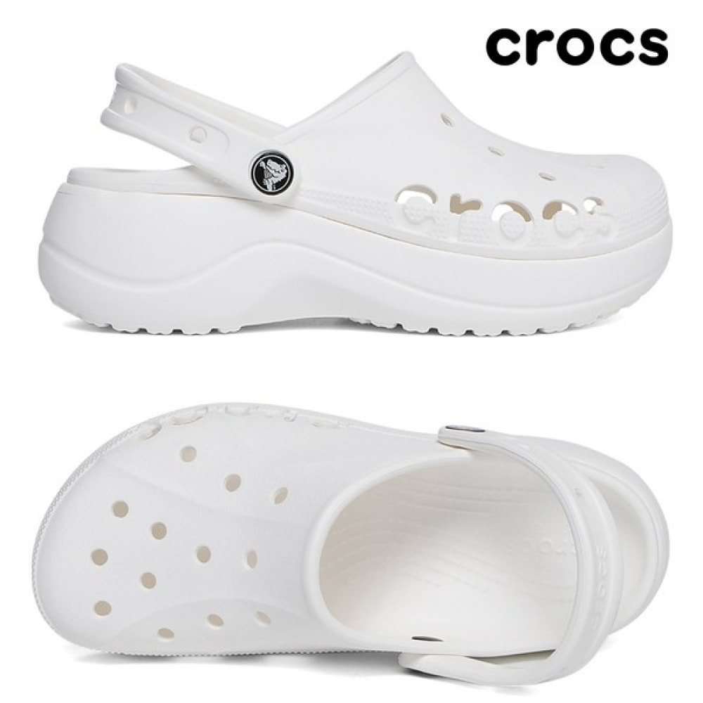 [クロックスシューズ] 女性用バヤプラットフォームクロッグホワイト 208186-100