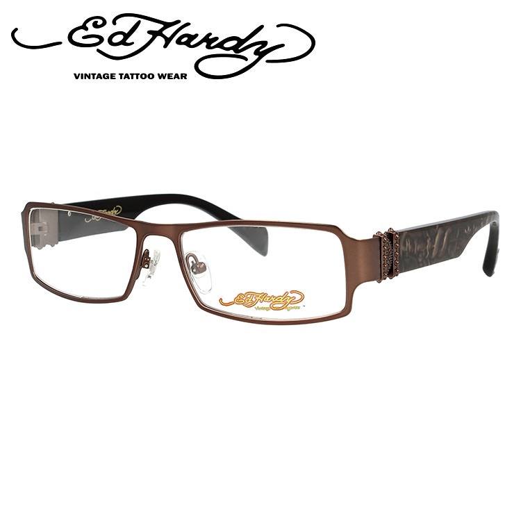 エドハーディー メガネ EdHardy 眼鏡 EHOA008 3 BROWN ブラウン メンズ レデ