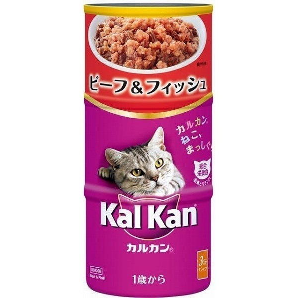 （まとめ買い）ハンディ缶 KHC06 1歳から ビーフ＆フィッシュ 160gx3缶 猫用缶詰 キャットフード [x9] 5,891円