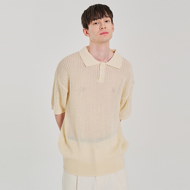 Linen Overfit Short Sleeve Knit Ivory