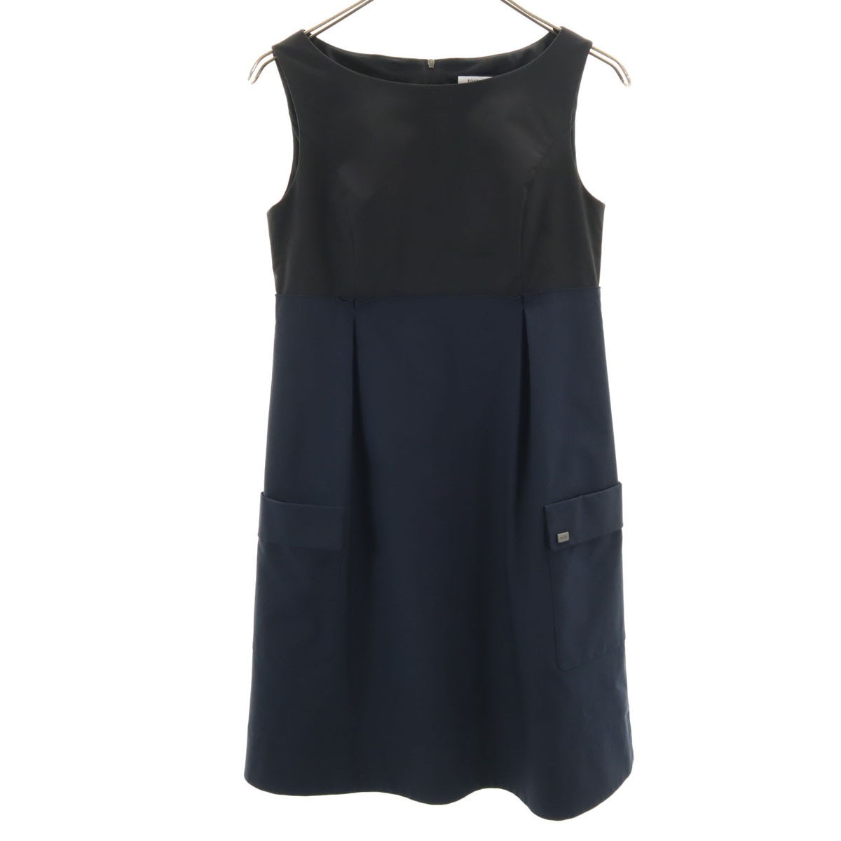 FOXEY NEW YORK フォクシーニューヨーク 日本製 ノースリーブ ワンピース 38 ネイビー レディース 古着