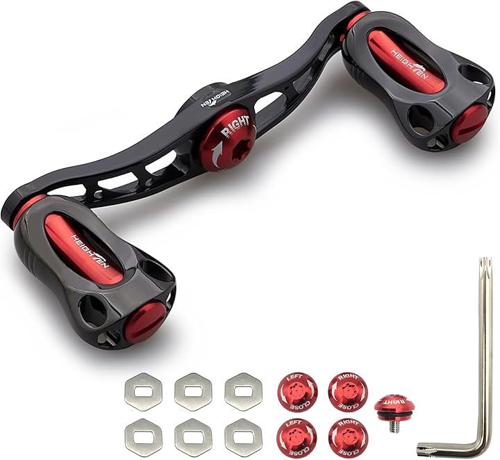 115/88mm リール ハンドル 22mm ノブ搭載 シマノ SHIMANO ダイワ DAIWA アブ Abu 通用 ベイトリール Fan 868( ブラック＆レッド, 88mm)