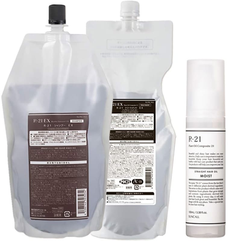 サンコール R-21 EX シャンプー 700mL + EX トリートメント700g + ヘアオイル モイスト 100ml 詰替え セット エイジング毛 ハリコシ ヘマチン ボリュームアップ 保湿 補
