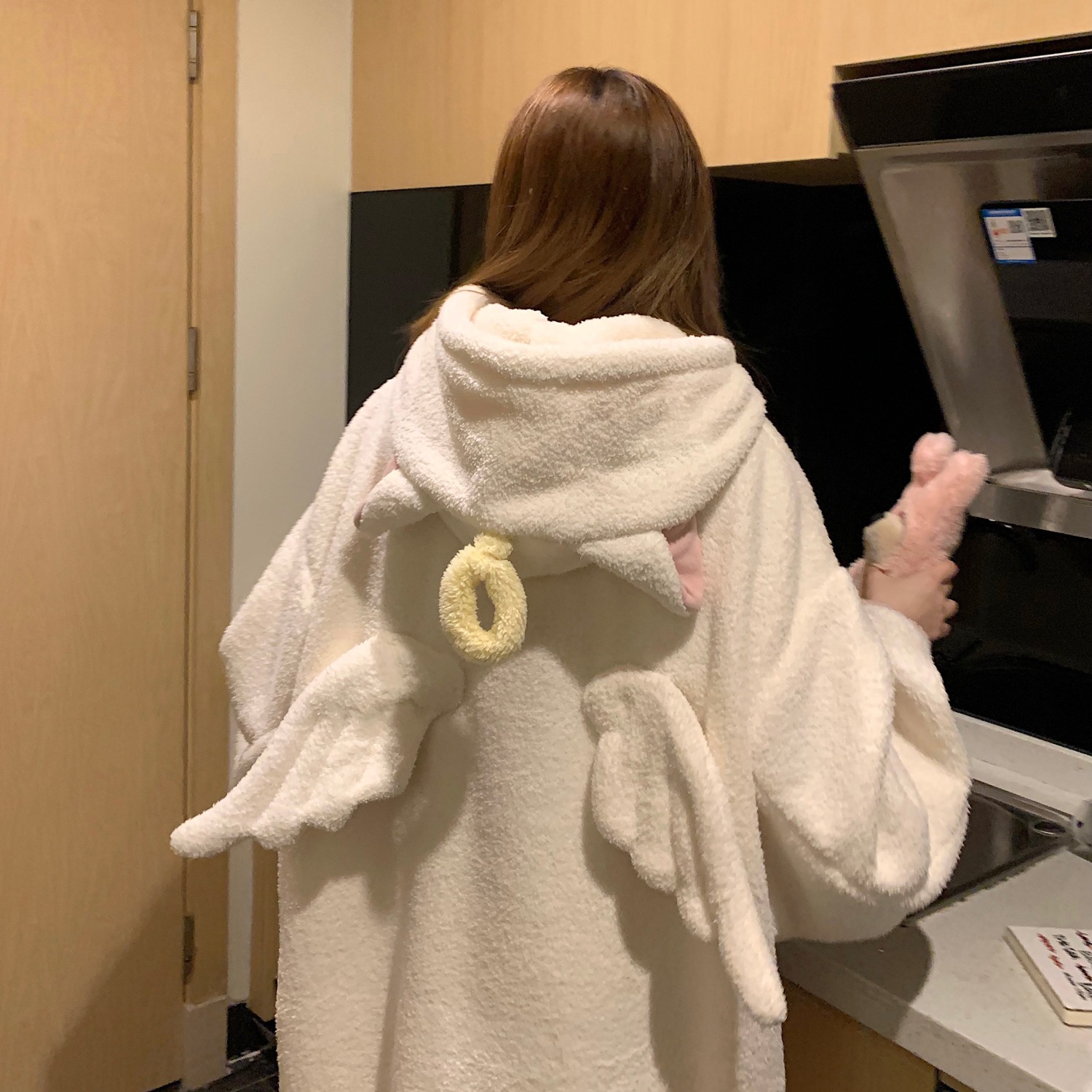 エンジェルコーラルベルベットパジャマレディース冬用ナイトガウンプラスベルベット厚みのあるネグリジェ秋冬2024ホーム服冬