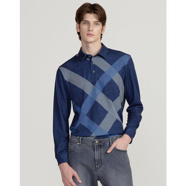 [25SS] [D-CHECK] ネイビービッグチェック襟付きTシャツ DMTS5A302N2