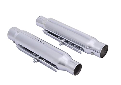 アメリカン ショート スリップオン マフラー ２本セット シルバー ルネッサ エストレヤ W400 W650 W800 BOLT XL883 GN125 等 バイク 汎用 社外品