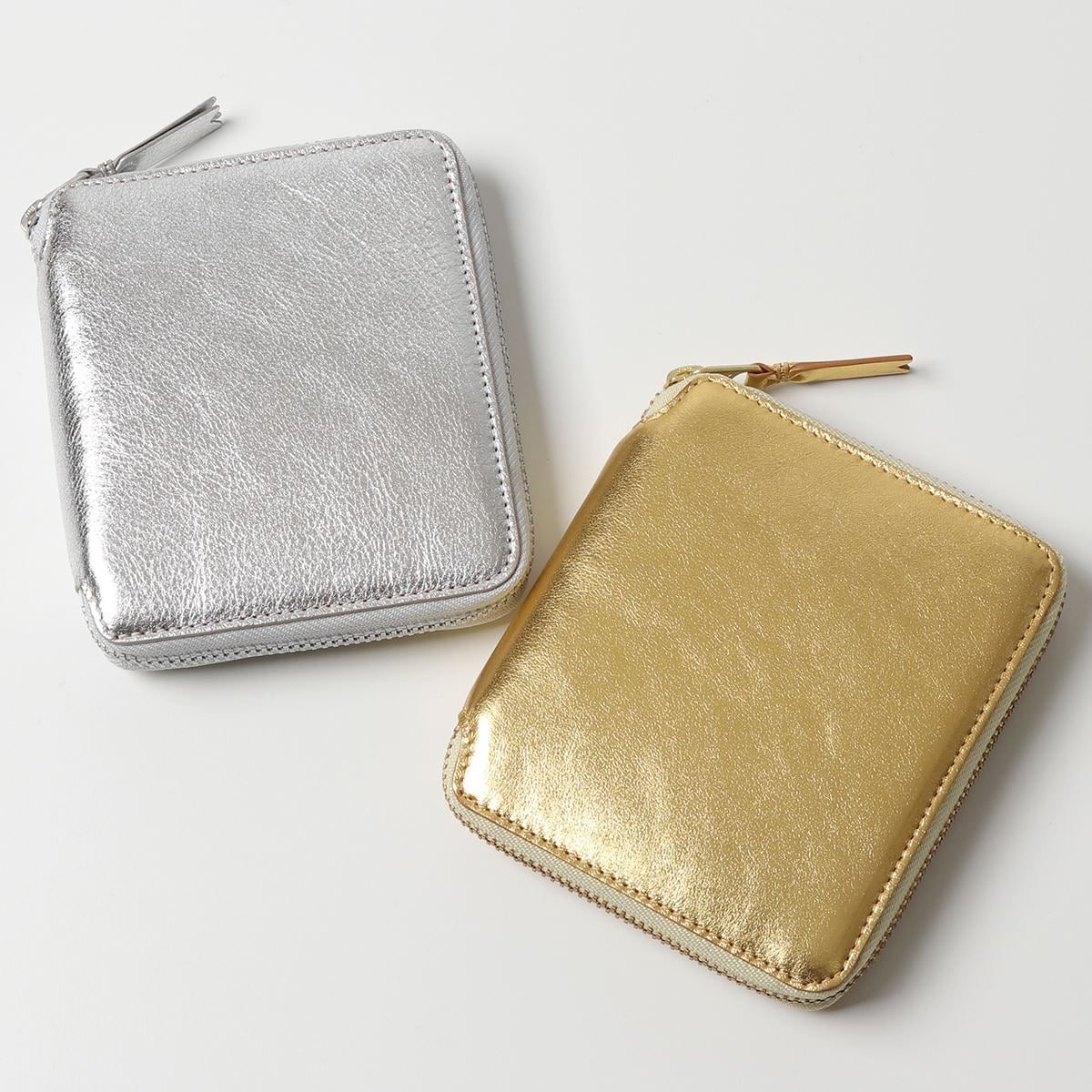 COMME des GARCONS コムデギャルソン SA2100G カラー2色 メタリックレザー 二つ折り財布 ミディアム スモール財布 ラウンドファスナー