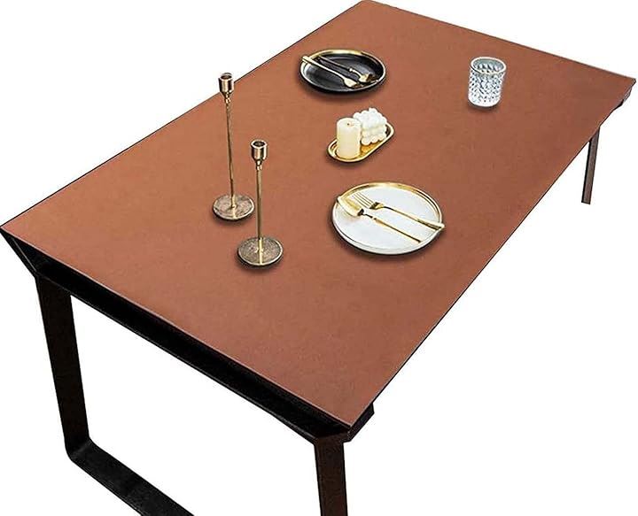 テーブルクロス PUレザーテーブルマット 無地 両面2色 北欧風 長方形 四季通用 お手入れ簡単 おしゃれ 耐久 汚れ防止 防水 防油 耐熱(Brown/Grey, 80x120cm)