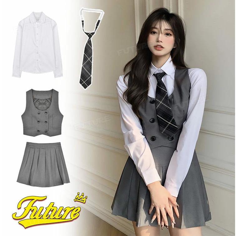 卒業式 女の子 ゆったりサイズ 卒服 小学校女子 発表会 卒服 女の子 韓国 制服 発表会 高校生 中学生 韓国 なんちゃって制服 セット ネ