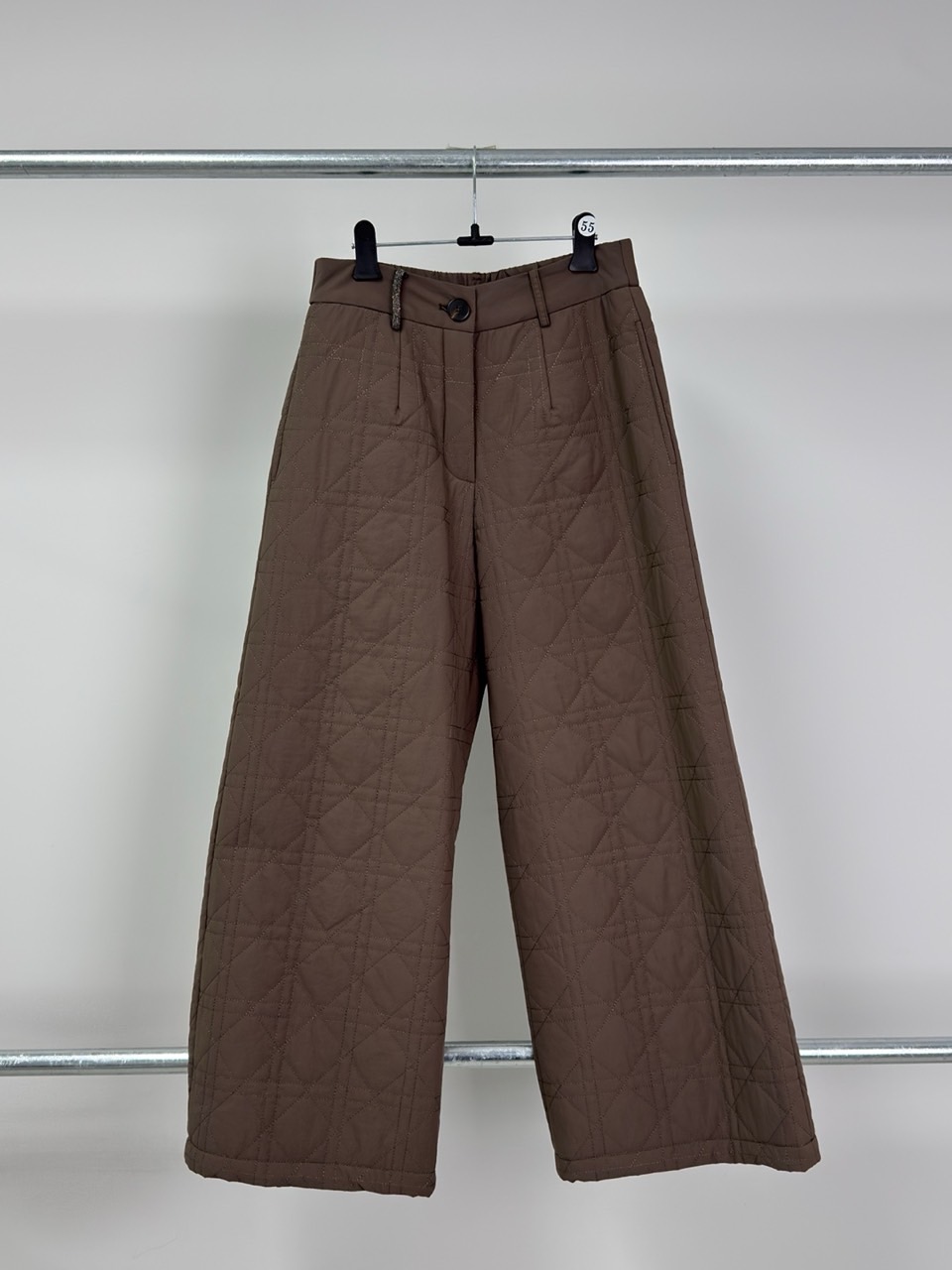 プレミアム キルティング 中綿 ワイドパンツ 防寒 軽量 レディース 上品 大人カジュアル 冬 2026新作 ブラウン