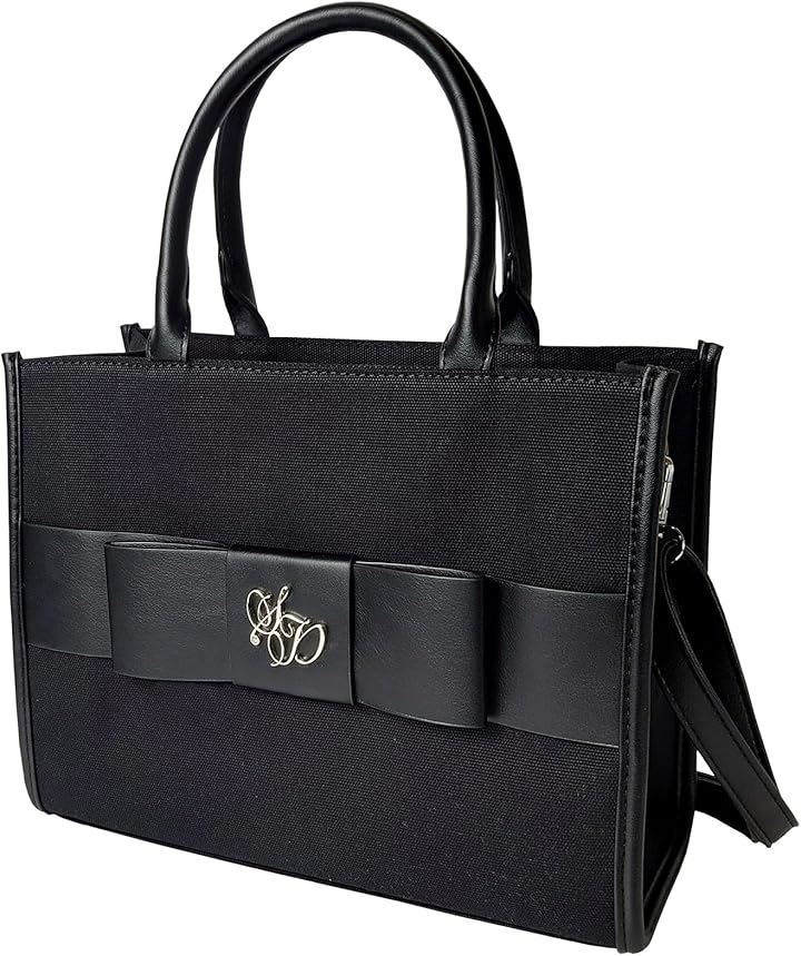 トートバッグ ファスナー付き レディース ショルダー 肩掛け お洒落 可愛い 合皮 自立 大きめ R78(キャンバスブラック)