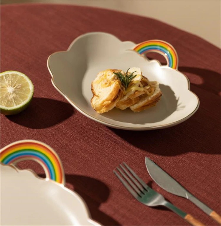 韓国ファッション 食器 クリエイティブ プレート イレギュラー 家庭用 朝食用カップ レインボー