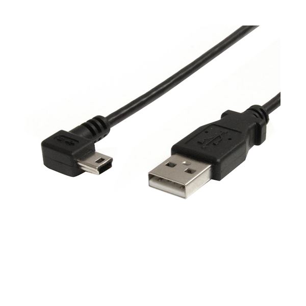 （まとめ） StarTech.com ミニUSB変換ケーブル miniUSB右向きL型 1.8m USB A（オス）-USB mini-B（オス）ブラック USB2HABM6RA 1本 [x3セット]