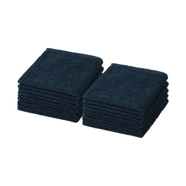 （まとめ） おしぼりタオルネイビー 1パック（10枚） [x5セット]