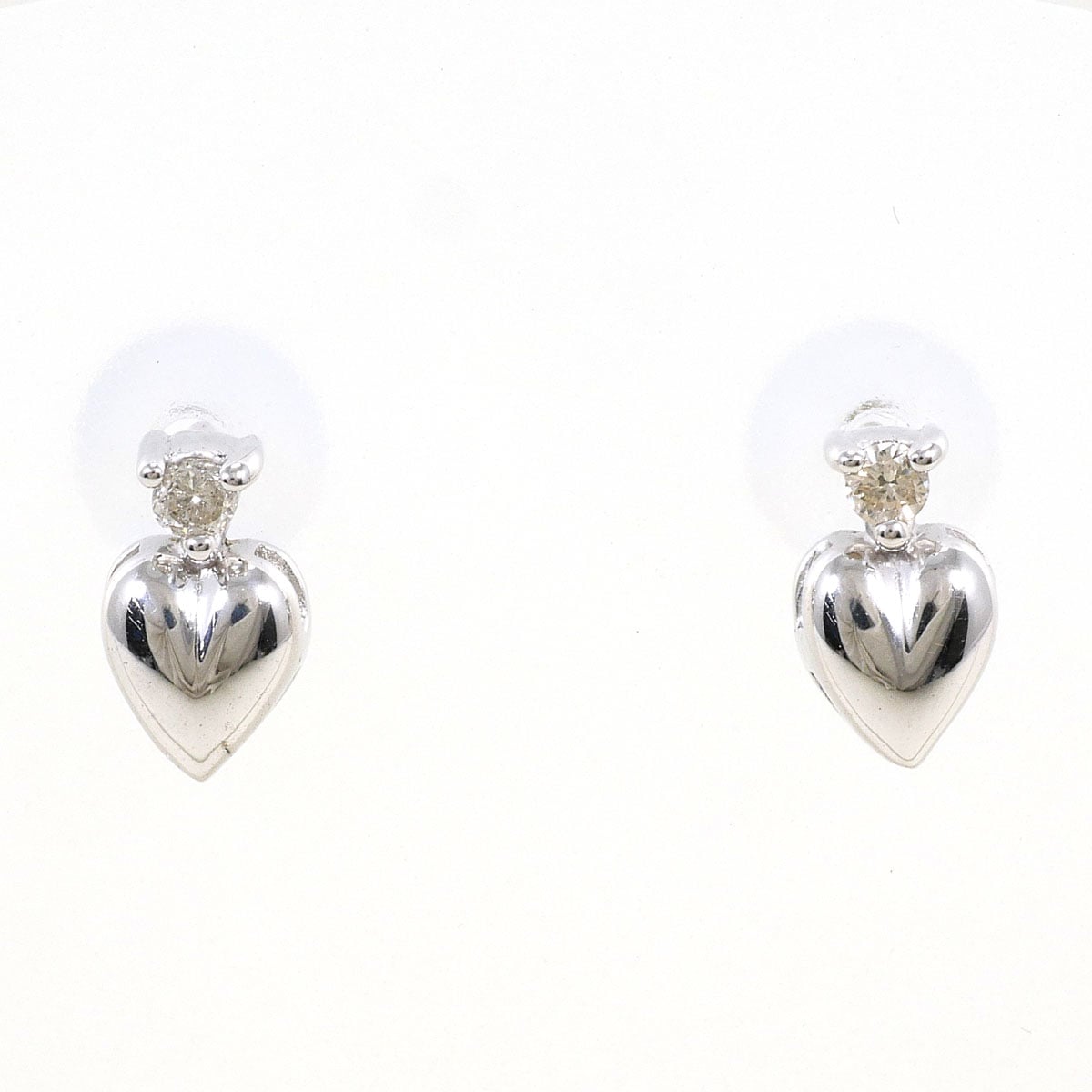 K14 14金 WG ホワイトゴールド ピアス ダイヤモンド（ct刻印なし） 総重量約0.9g ジュエリー 中古