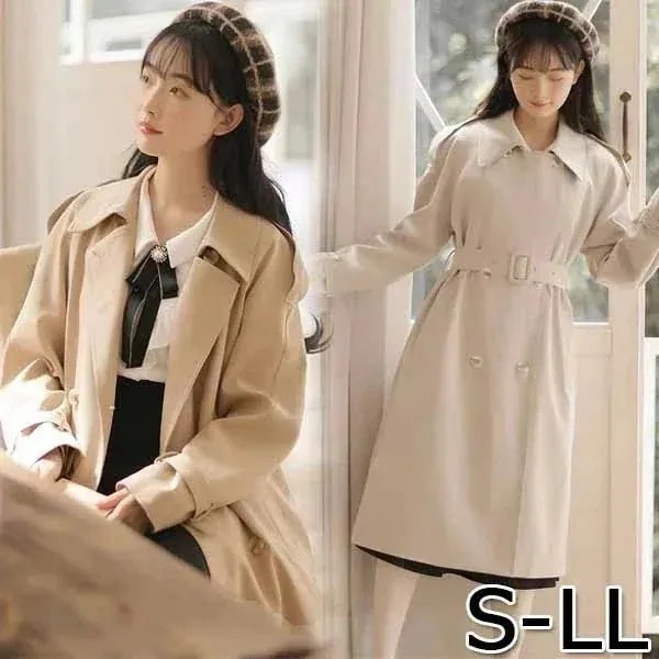 トレンチコート レディース アウター コート 小柄 小さいサイズ ロング丈 ロングコート カジュアル シンプル 無地 春 秋 軽量 フリーサイズ オーバーサイズ ビックシルエット スプリングコート ゆ