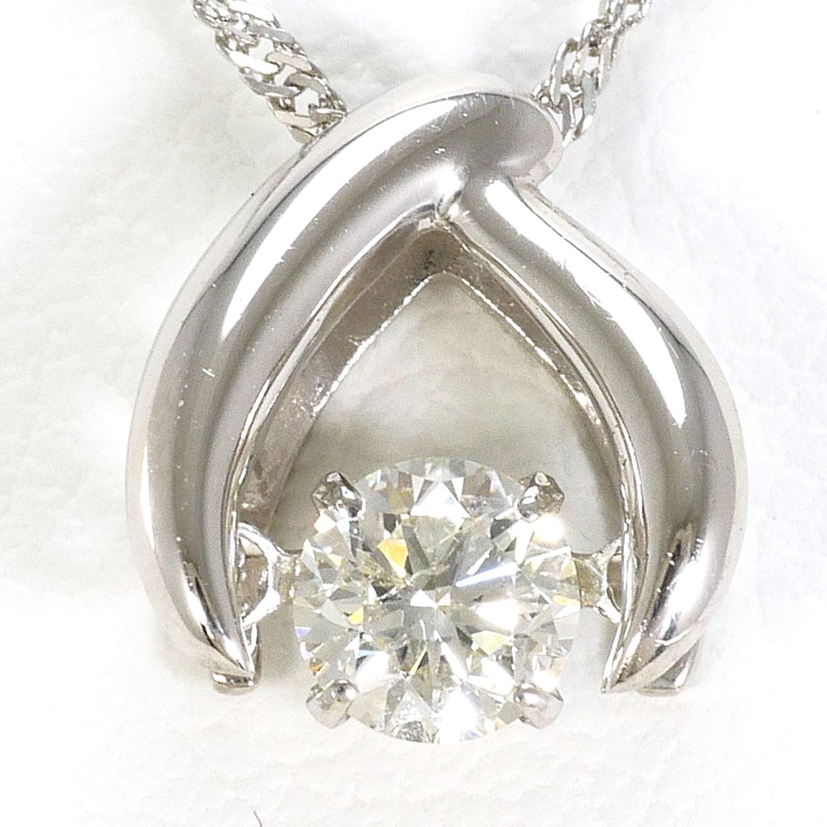 PT900 プラチナ PT850 プラチナ ネックレス ダイヤモンド 0.20ct 総重量約1.8g 約40cm 中古