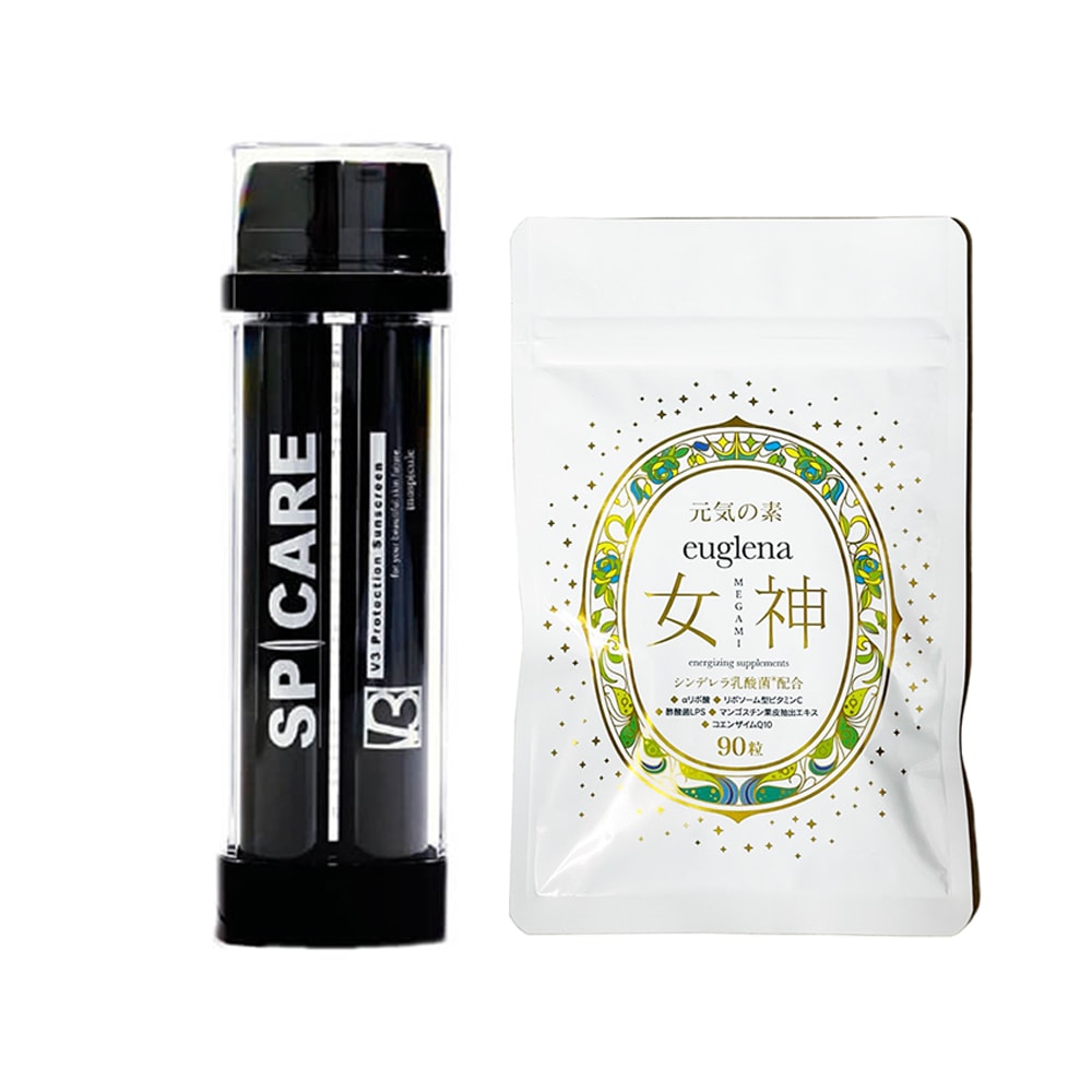お得セットユーグレナ女神90粒＋V3 プロテクションサンスクリーン　正規品保証　SPF50 PA＋＋＋＋　 SPICARE V3 Protection Sunscreen お得セットユーグレナ女神90粒＋V3 プロテクションサンスクリーン 正規