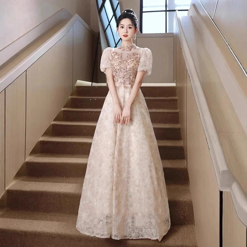 パーティードレス 演奏会用ドレス イブニングドレス Aライン ロングドレス ステージドレス ハイネック ピアノ 二次会 発表会 同窓会 可愛い 個性的 体型カバー 卒業式 イブニングドレス 舞台衣装