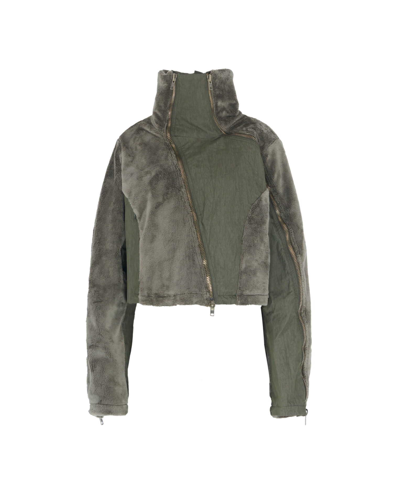 【SURGERY】 SURGERY CROSS ZIP CROP FLEECE JACKET : KHAKI