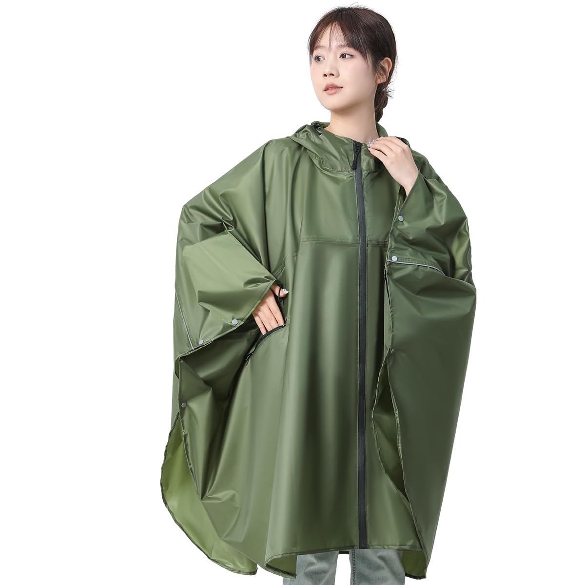 [HINOKAZE] レインコート 自転車【取り外し可能なフード超軽量20秒収納】レインコート レディース カッパ 自転車 レインポンチョ ロング かっぱ 雨具 通学 通勤 旅行 超防水 速乾 お洒落